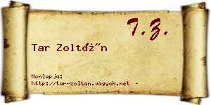 Tar Zoltán névjegykártya